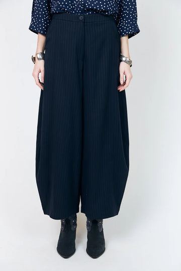 Bambus Datk Navy Pinstripe Barrel Trousers