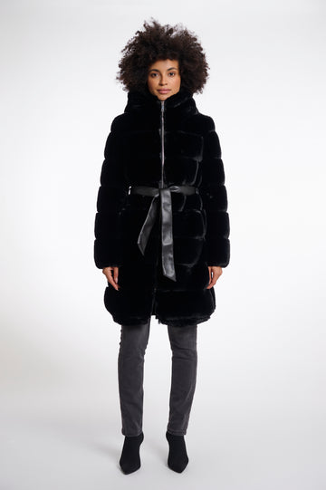 Bridget Black Faux Fur Coat