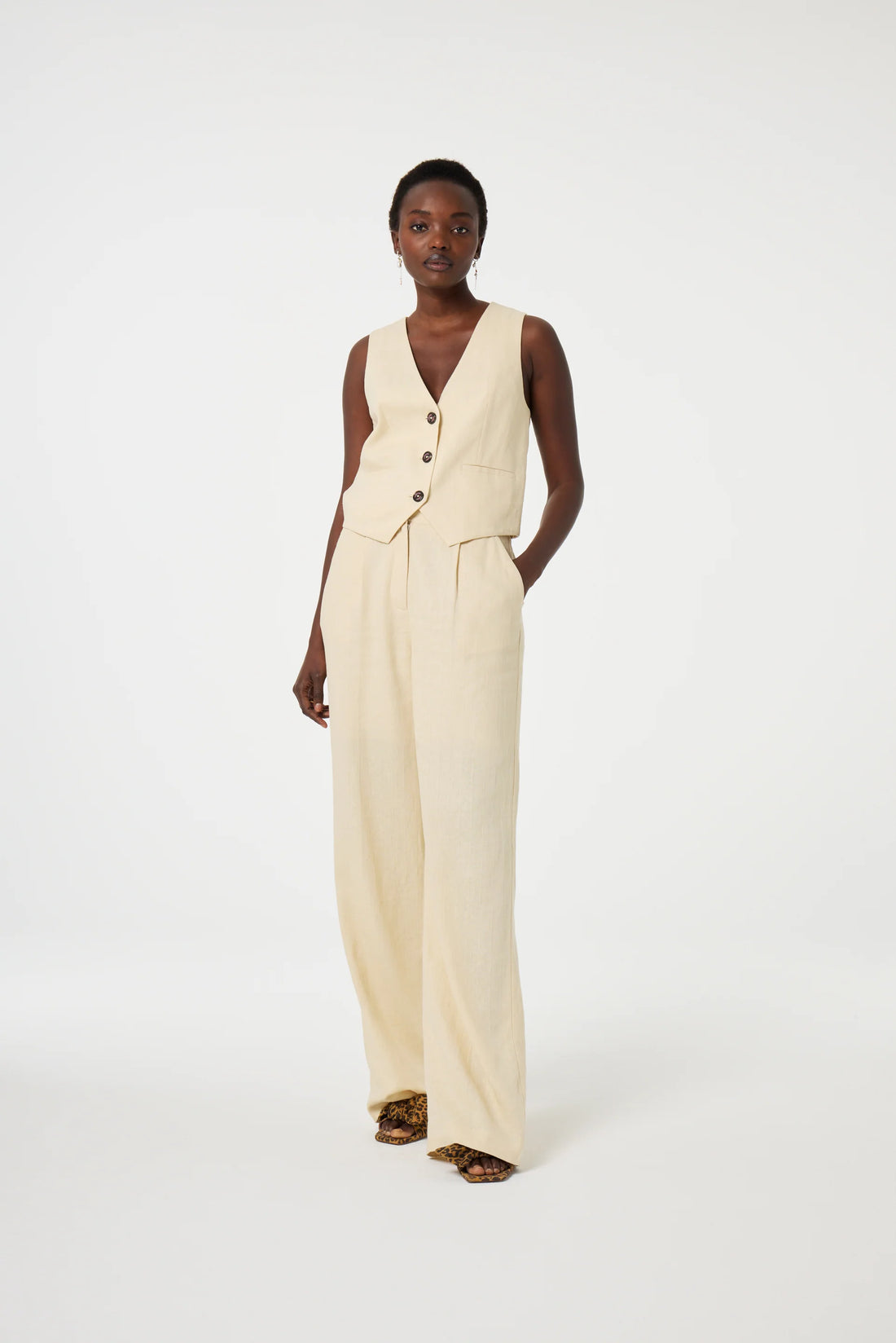 Gigi Latte V Neck Gilet