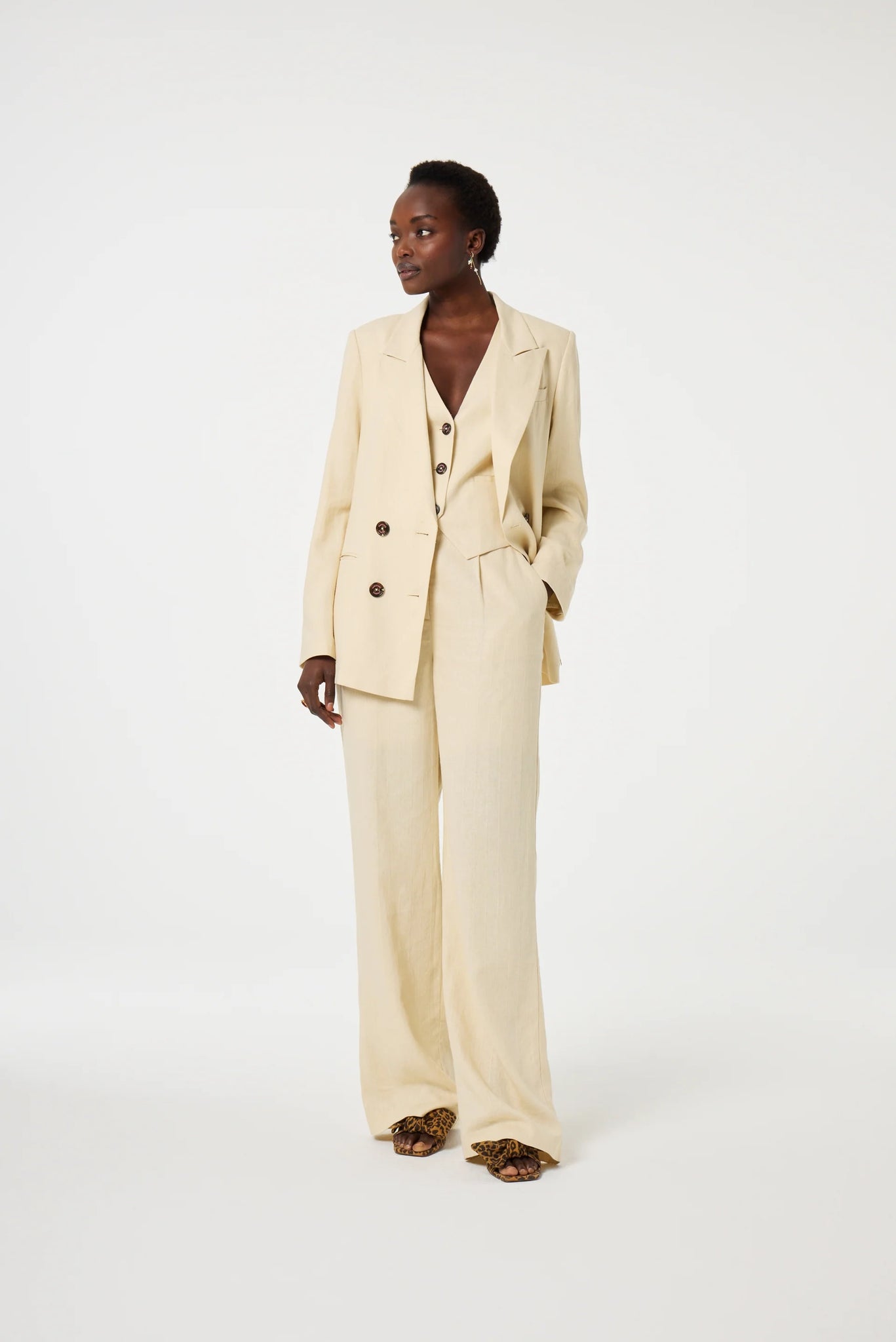 Nura Latte Pleated Trousers