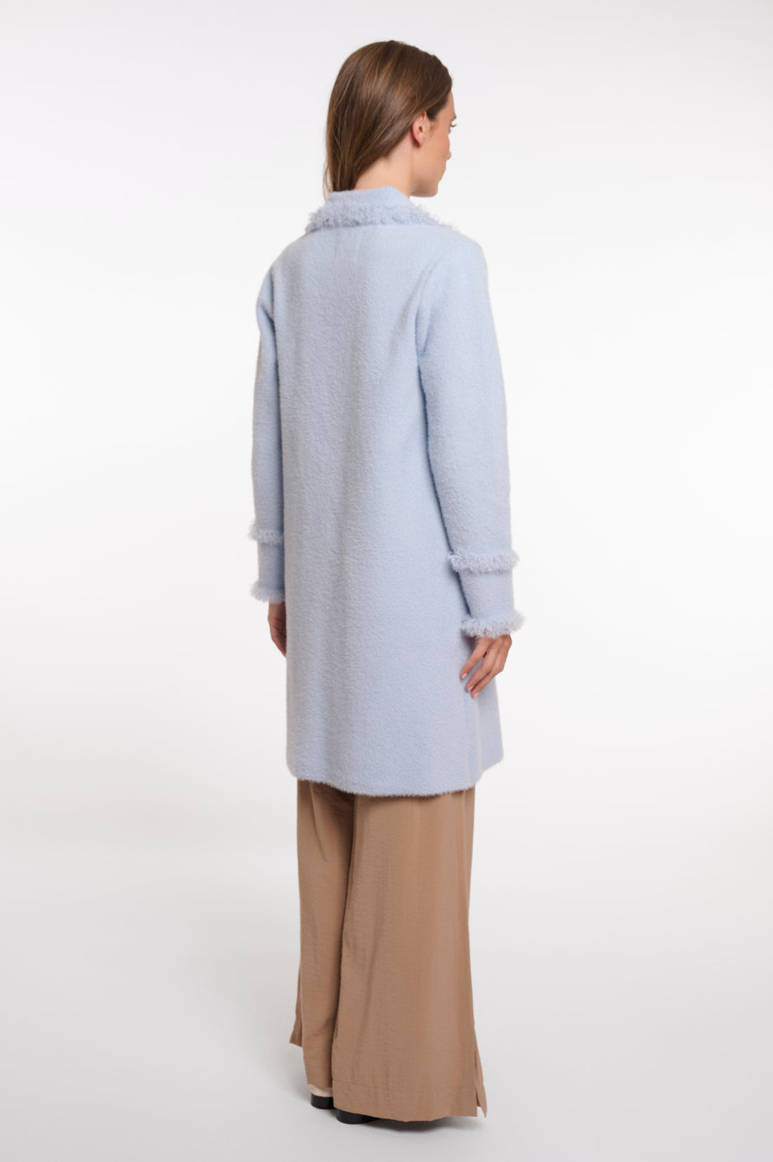 Catena Fringed Coat in Light Blue