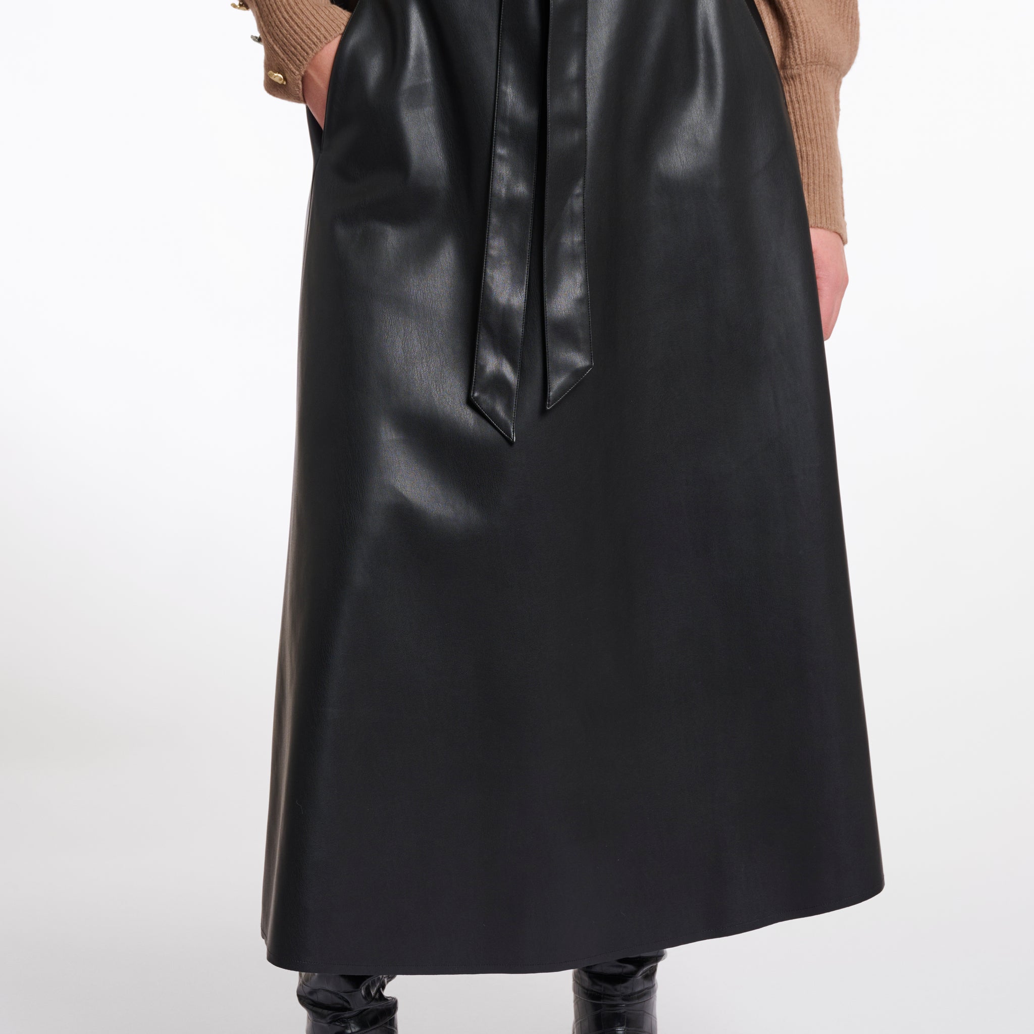 Chelsea Black Faux Leather Skirt
