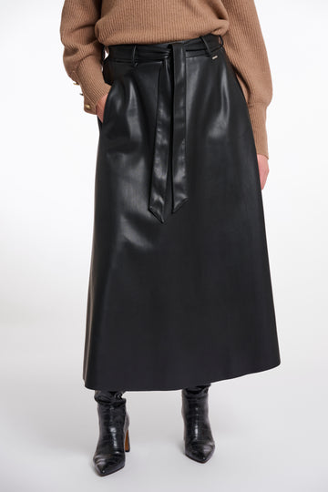 Chelsea Black Faux Leather Skirt