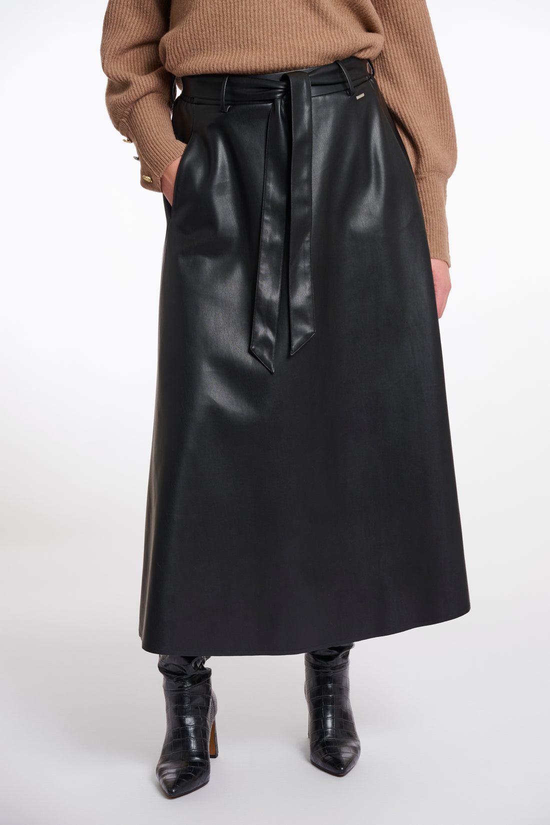 Chelsea Black Faux Leather Skirt