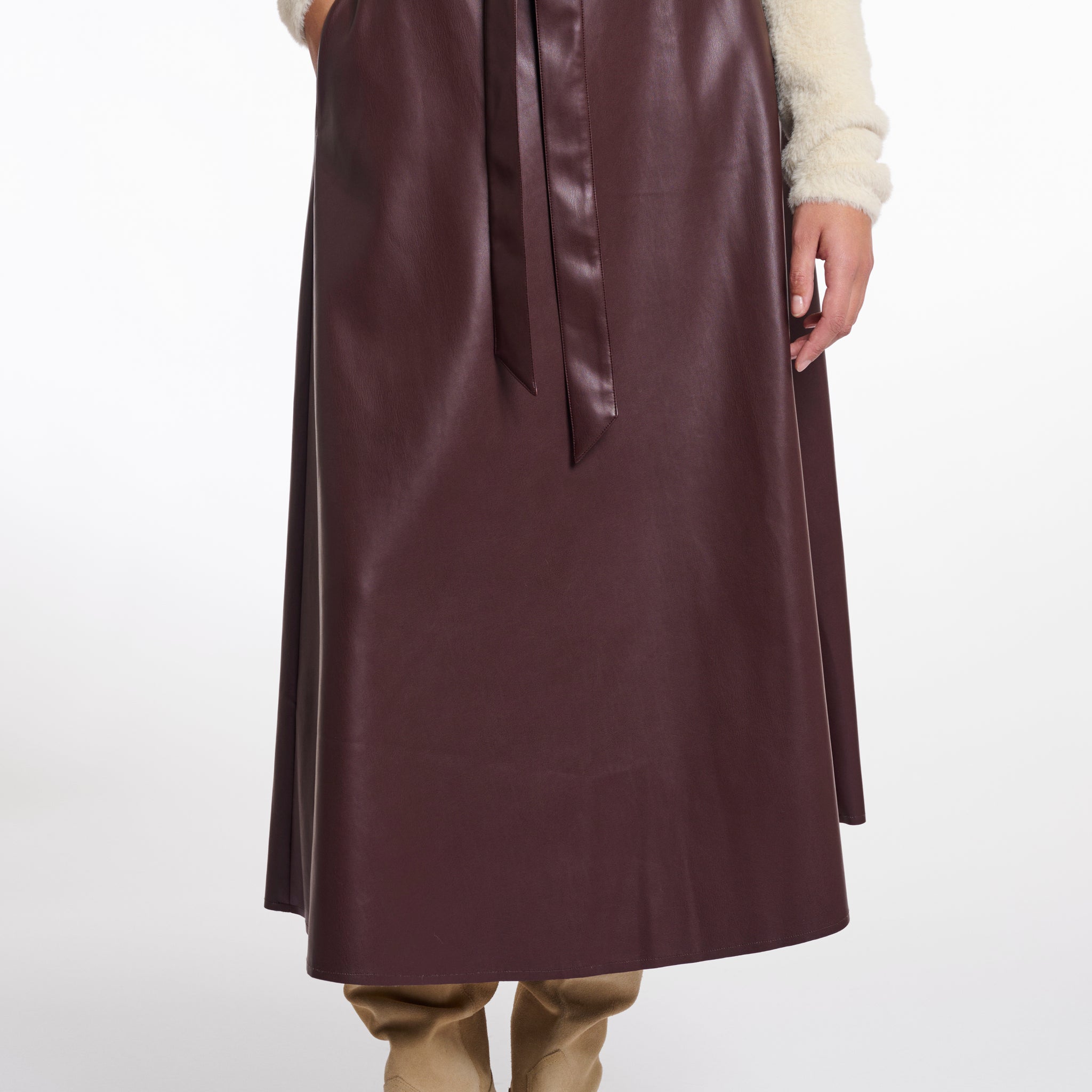 Chelsea Burgundy Faux Leather Skirt