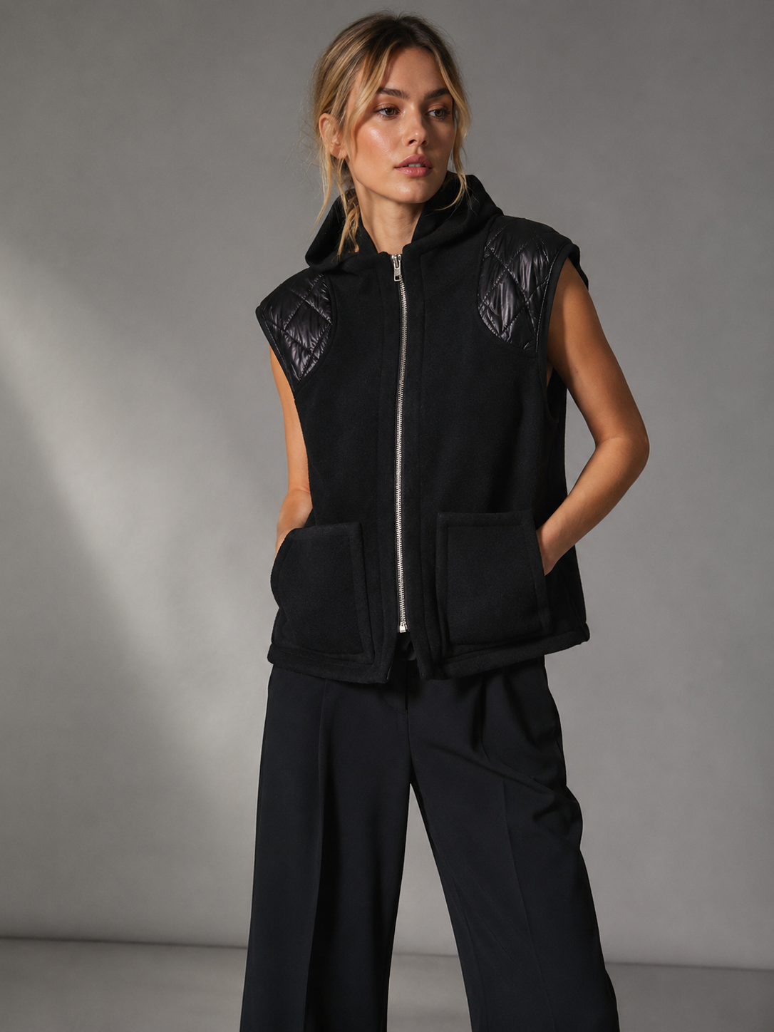 Mice Black Puffer Gilet