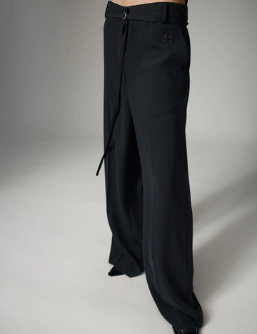 Elina Black Wide Trousers With Belt
