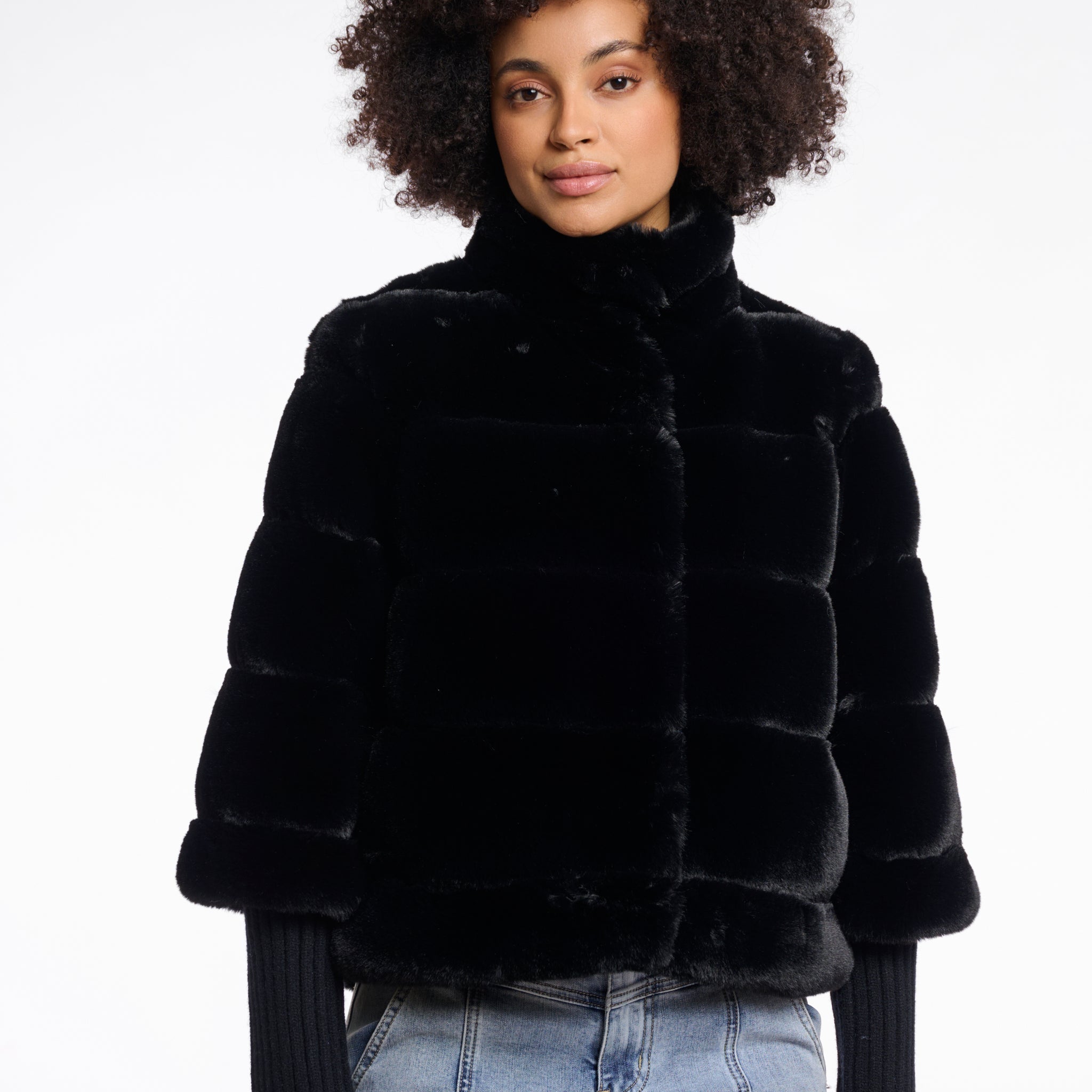 Feline Black Faux Fur Jacket