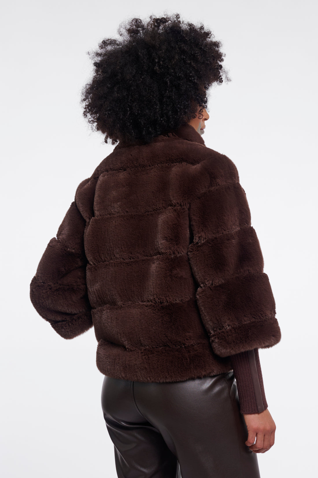 Feline Coffee Bean Faux Fur Jacket