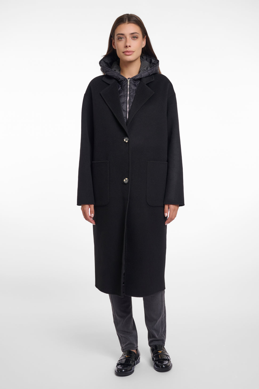 Femia Black Wool 2 in 1 Coat