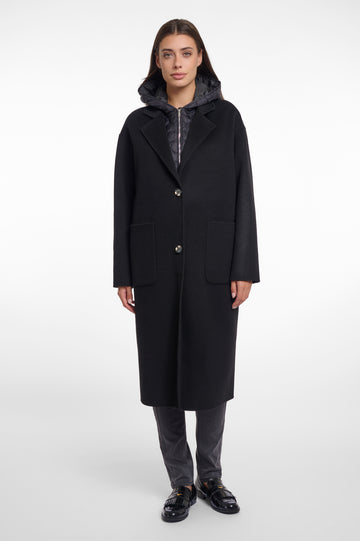 Femia Black Wool 2 in 1 Coat