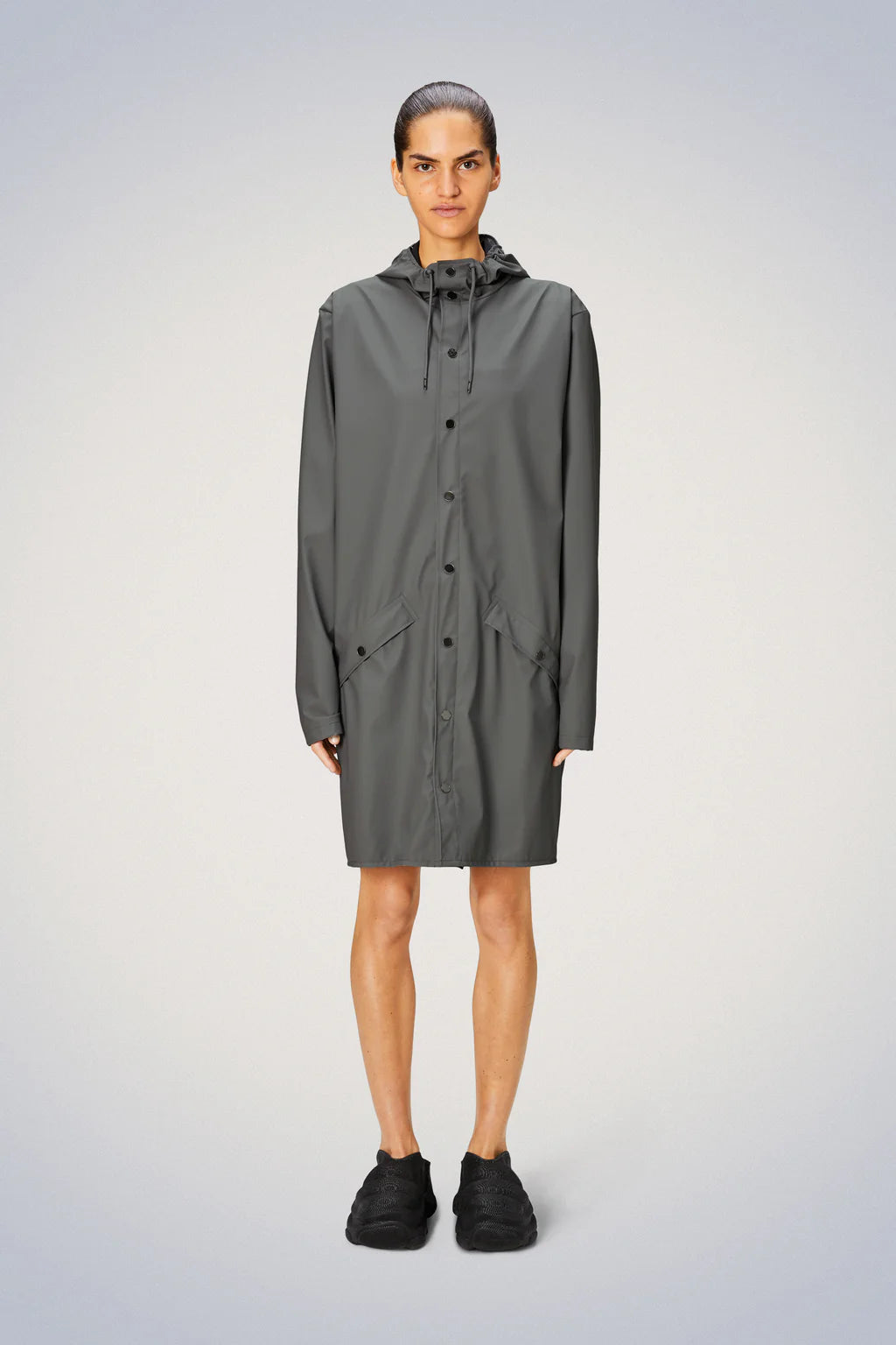 Grey Long Raincoat