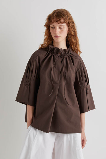 Moka Cotton Gathered Blouse