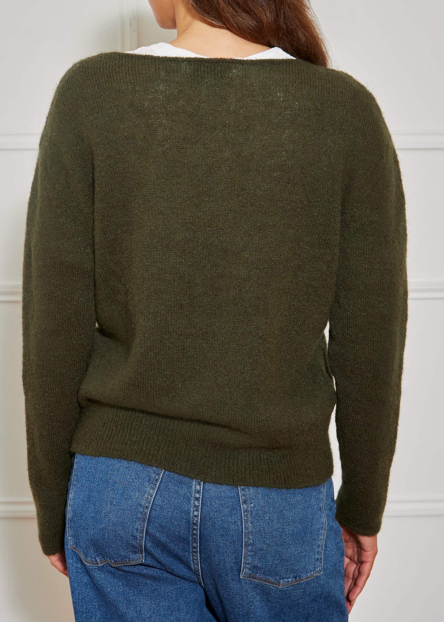Bikey Khaki Oval Neck Sweater