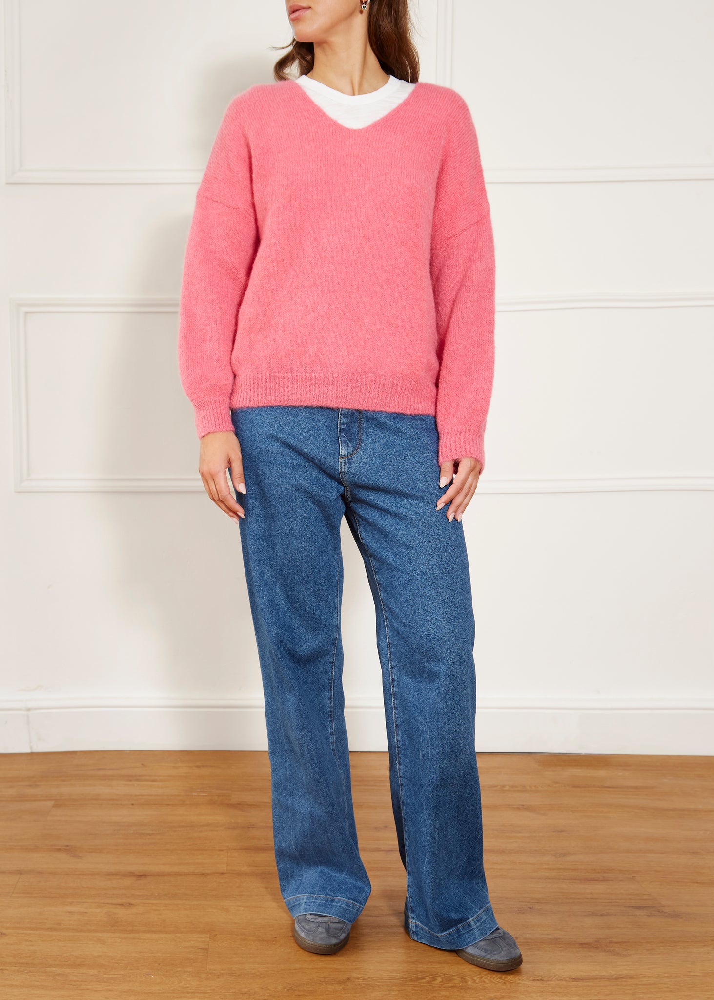 Breka Raspberry V Neck Sweater