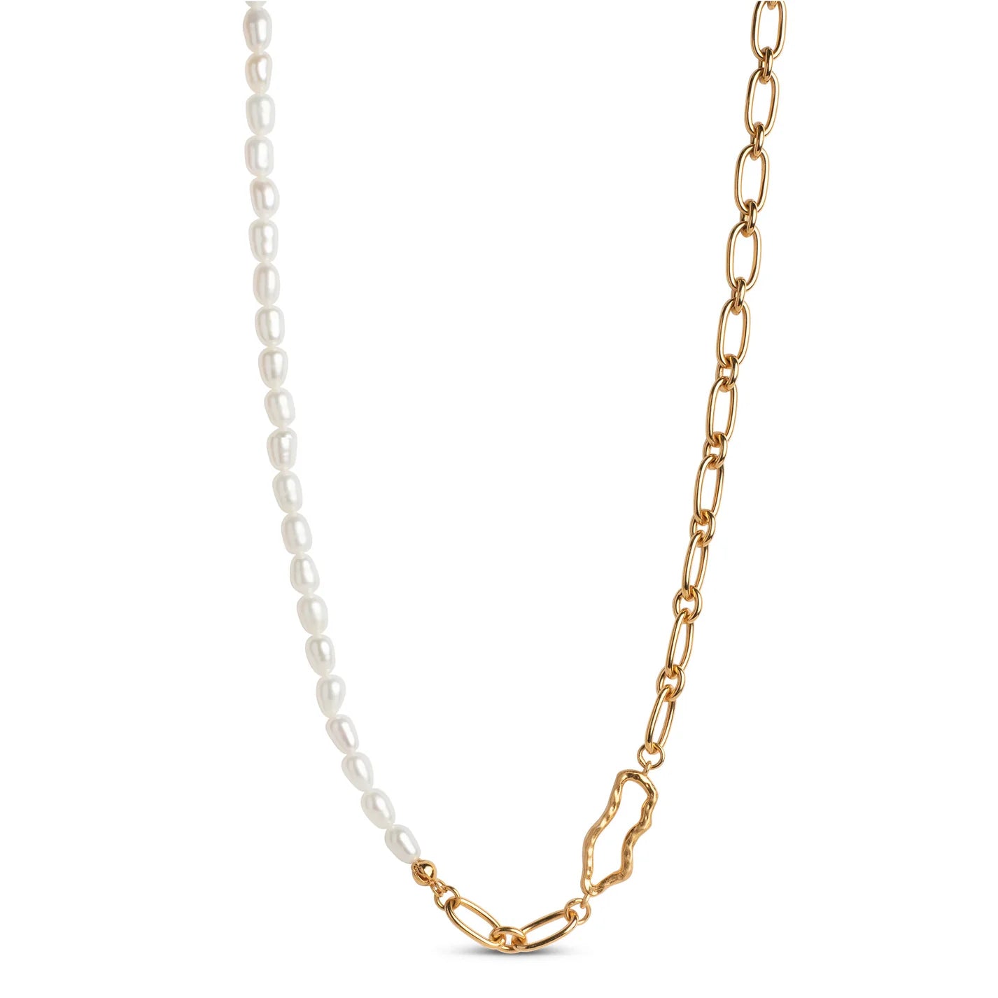 'Isla' Half Half Pearl 18K Gold-plated Necklace