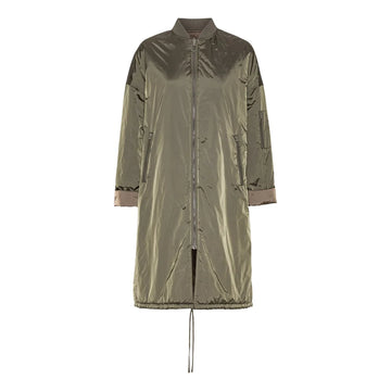 Nita Long Reversible Bomber Jacket Khaki/Beige
