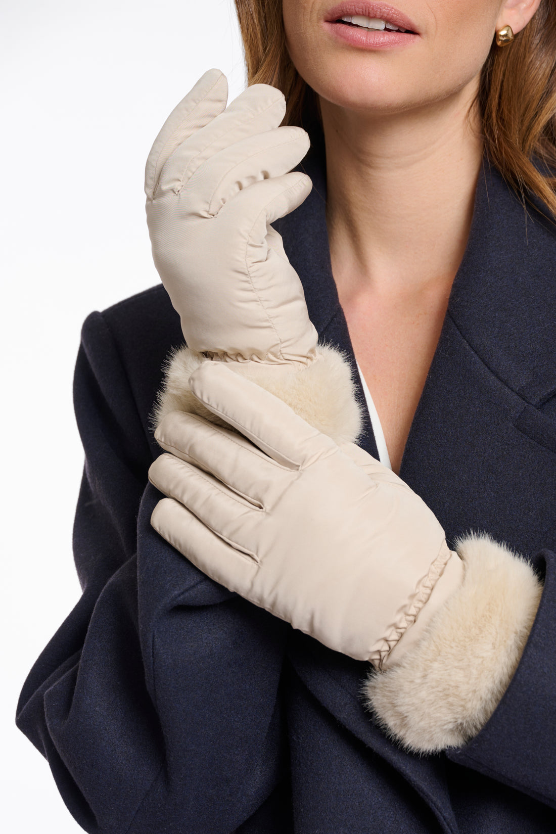 Omaire Padded Fur Trim Gloves