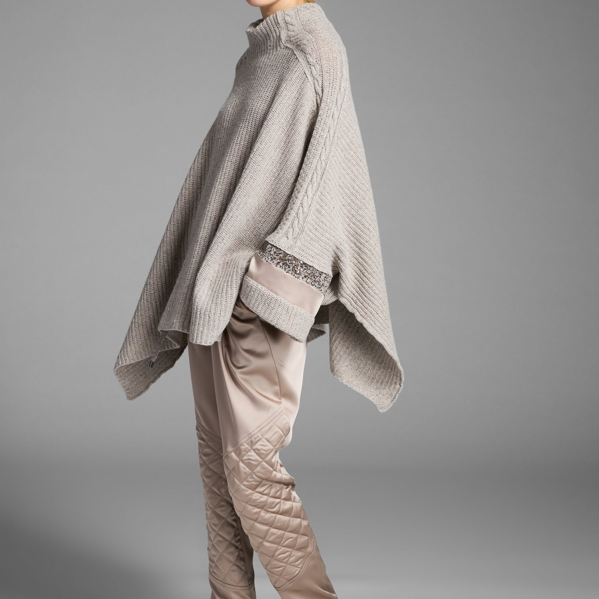 Beige Knit Poncho