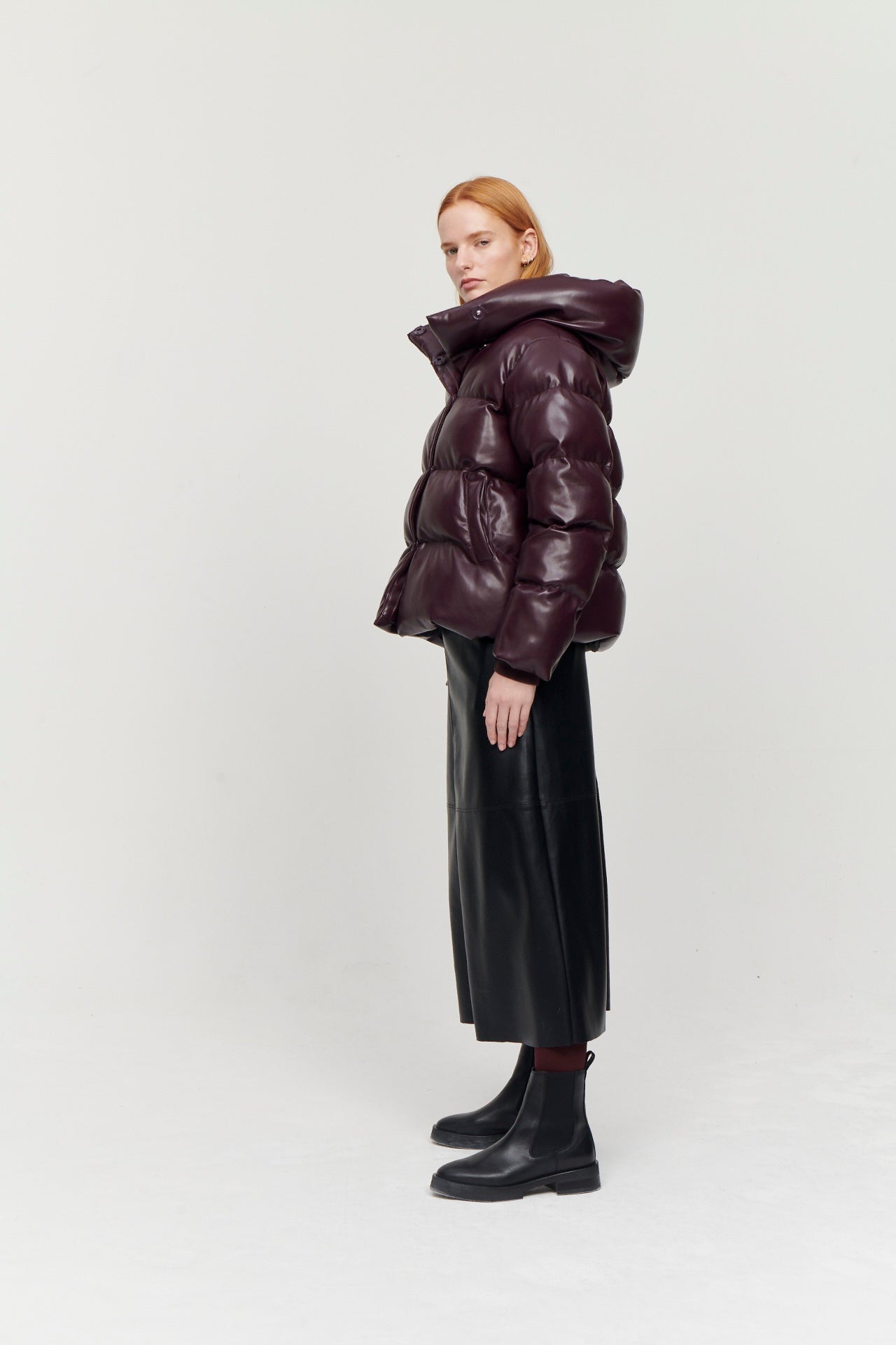 Patricia Puffer Jacket in Burgundy