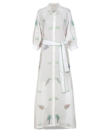 Hawaian White Embroidered Dress