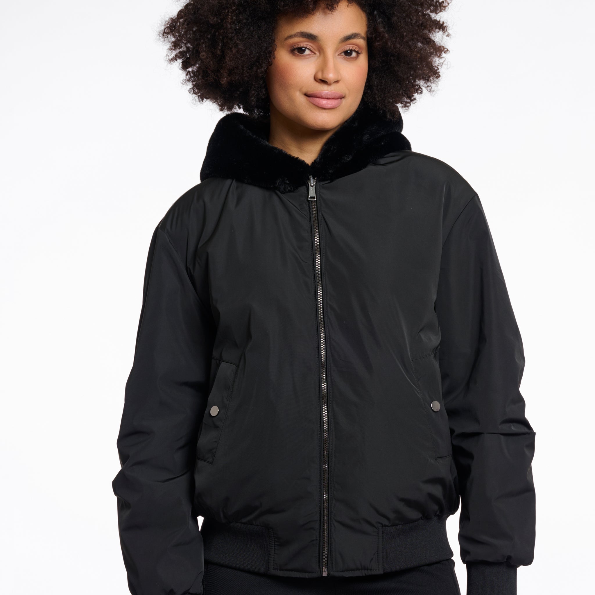 Rubia Reversible Black Faux Bomber
