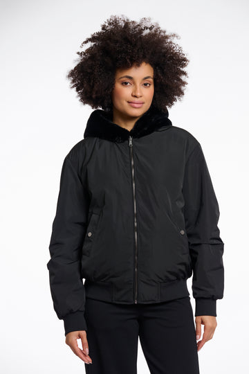 Rubia Reversible Black Faux Bomber