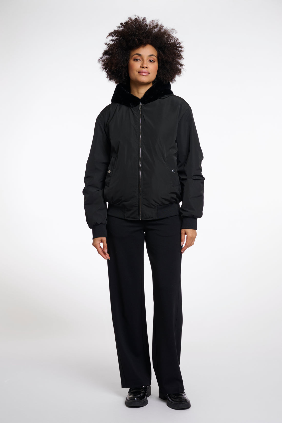 Rubia Reversible Black Faux Bomber
