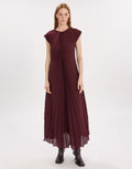 Morale red wine crepe pleated dress by HIGH
