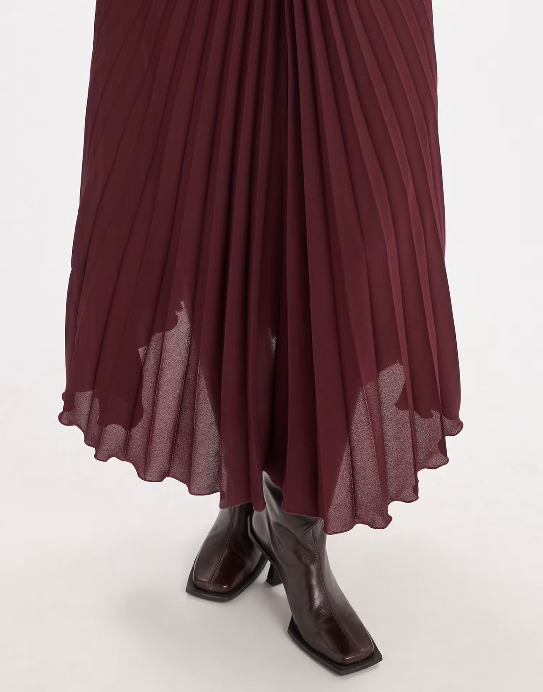 Morale red wine crepe pleated dress by HIGH
