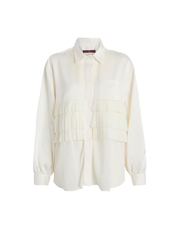 Meryl White Pleated Ruffled Shirt
