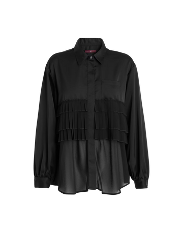 Meryl Black Pleated Ruffled Shirt