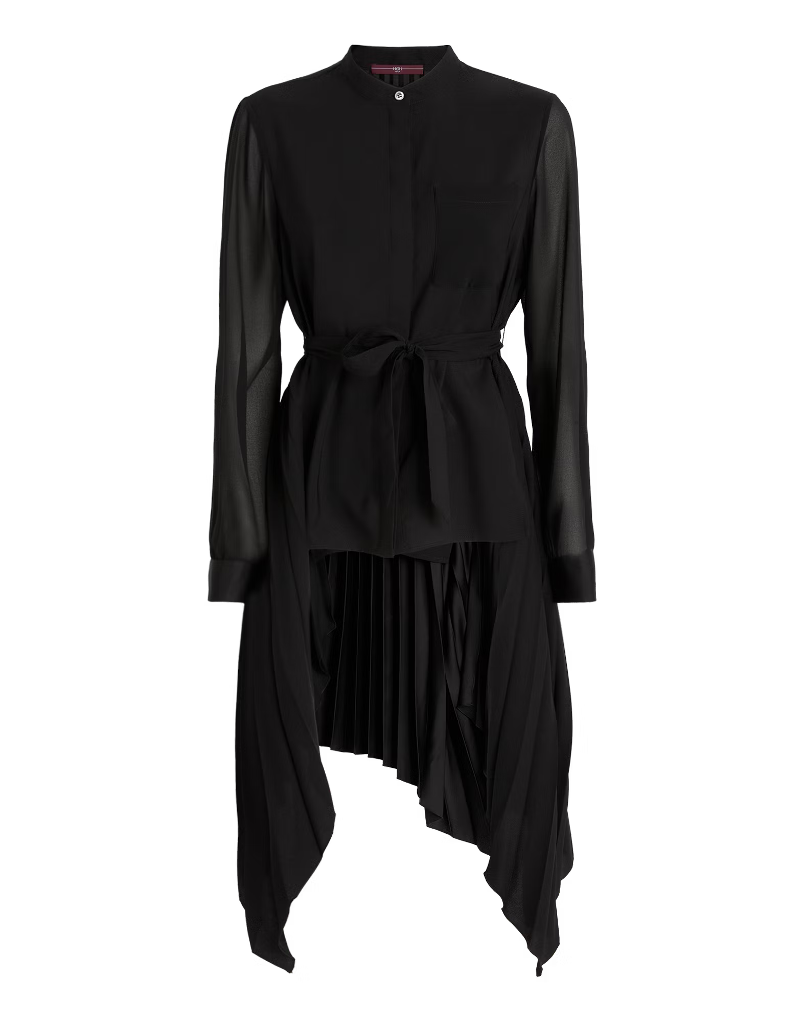 Sonnet Black satin shirt with pleated back
