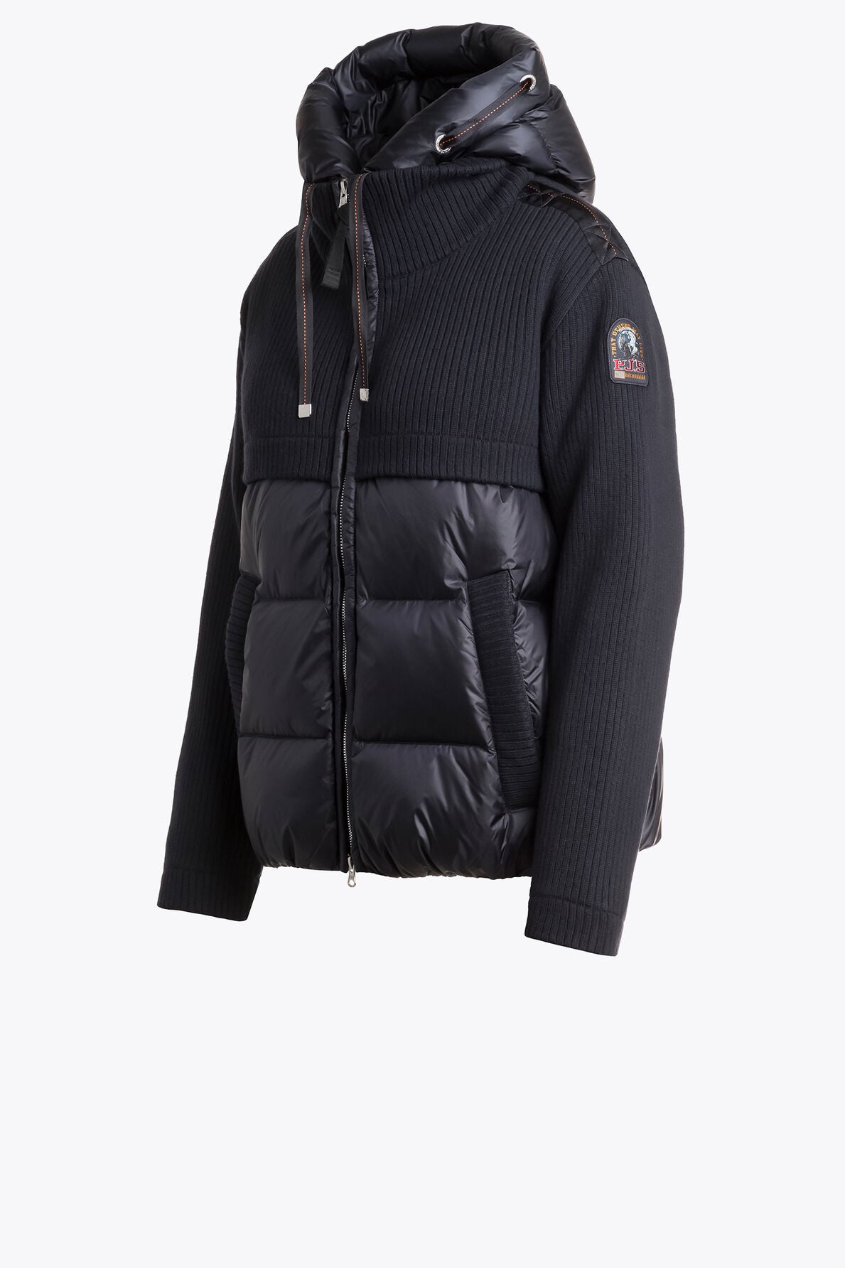 Sina Navy Puffer Jacket With Knit Contrast