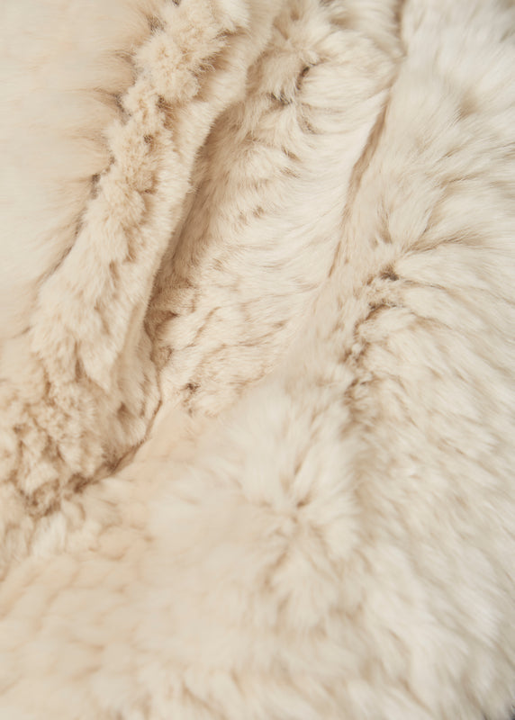 Cream Real Rex Rabbit Fur Twisted Single Snood