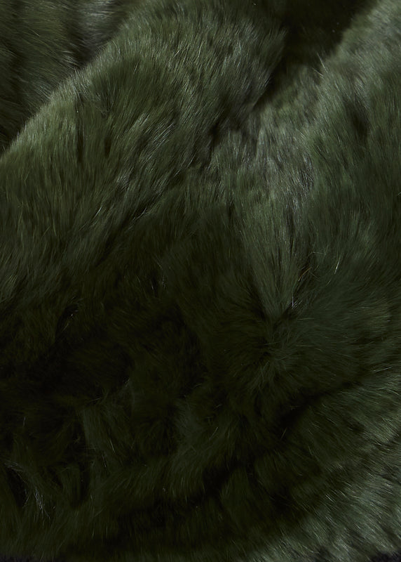 Dark Green Rex Rabbit Fur Twisted Single Snood
