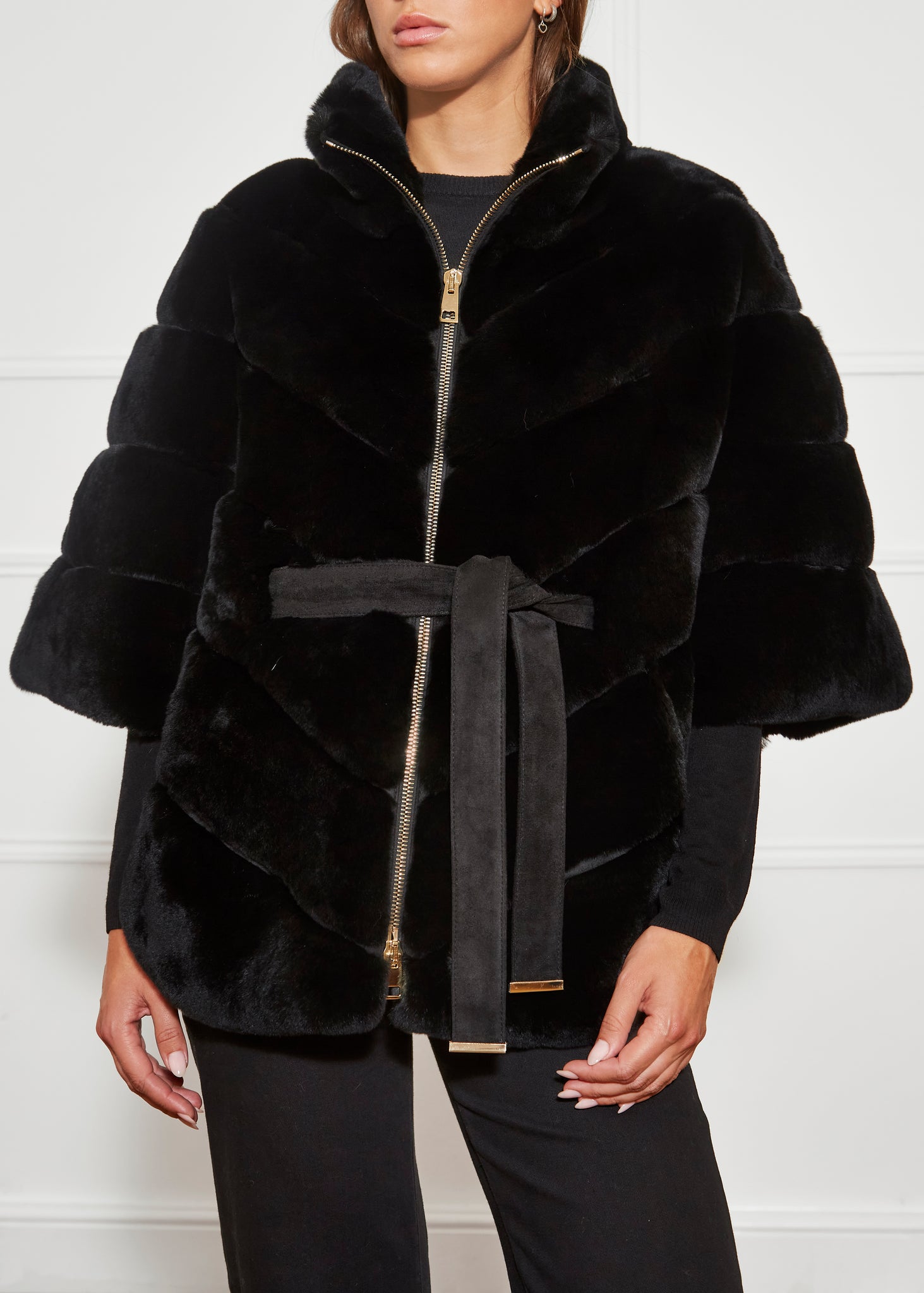 Black Rex Rabbit Cape Coat