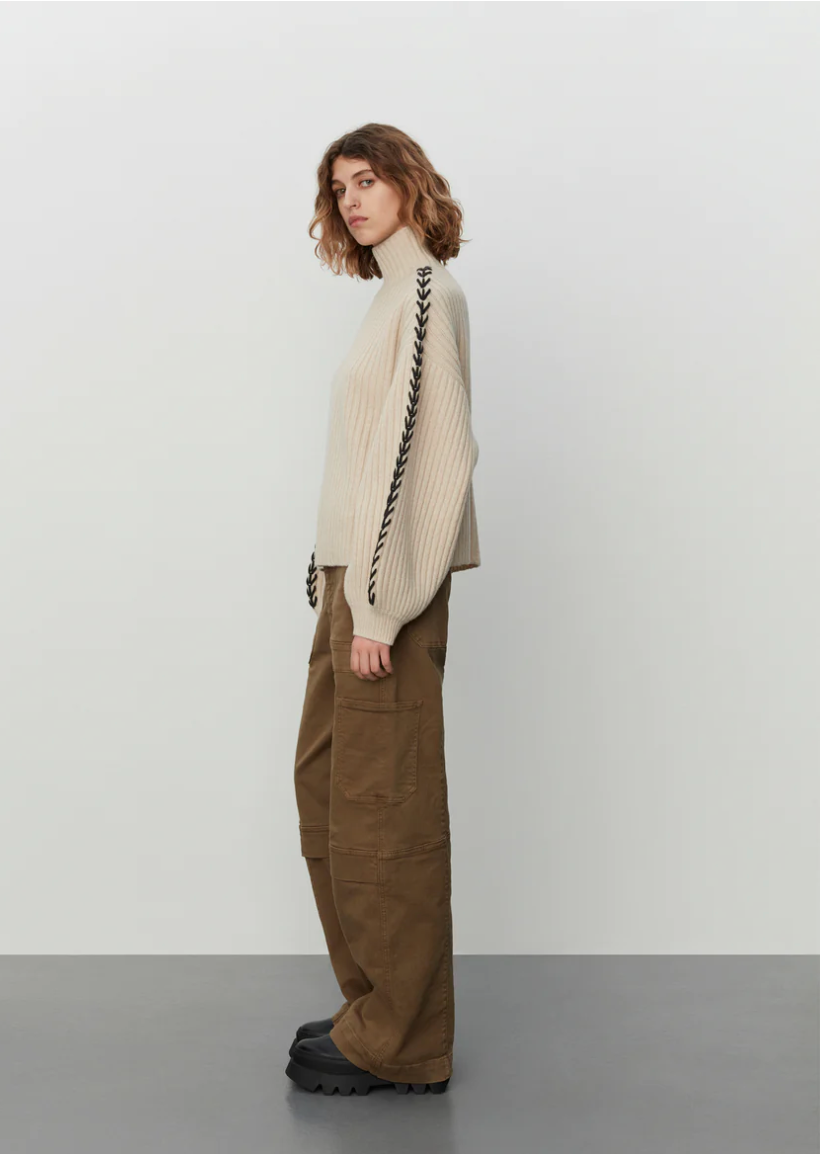 2nd Ronia Beige Turtle Neck Sweater With Arm Detail