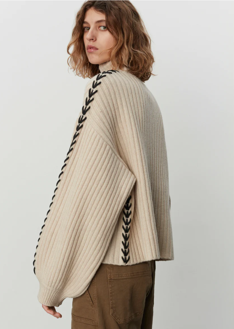 2nd Ronia Beige Turtle Neck Sweater With Arm Detail