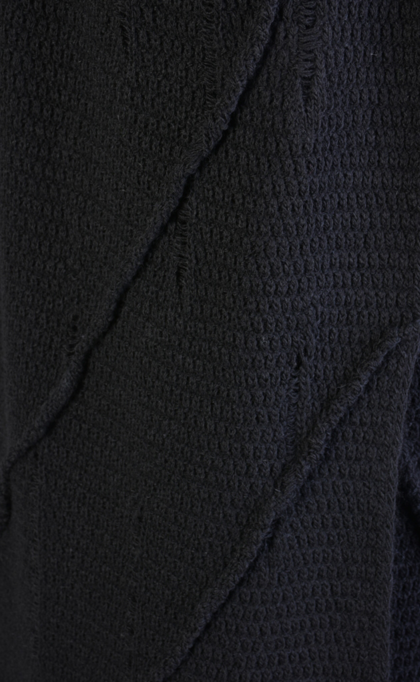 3/4 Length Wool Blend Cardigan Black