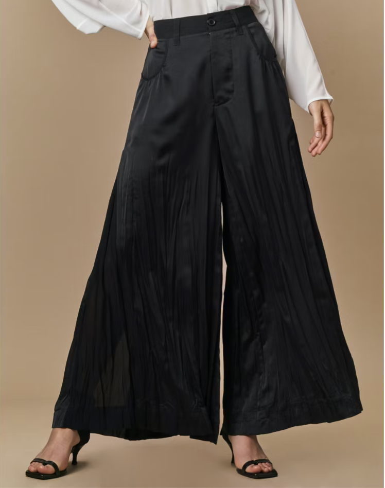 Acceptance Wide Leg Pleated Trousers Black