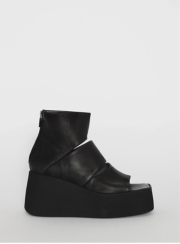 Black Leather Sandal Boot