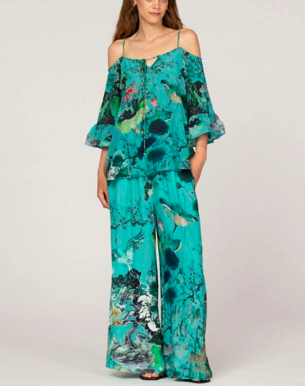 Larch Rapa Flora Silk Trousers