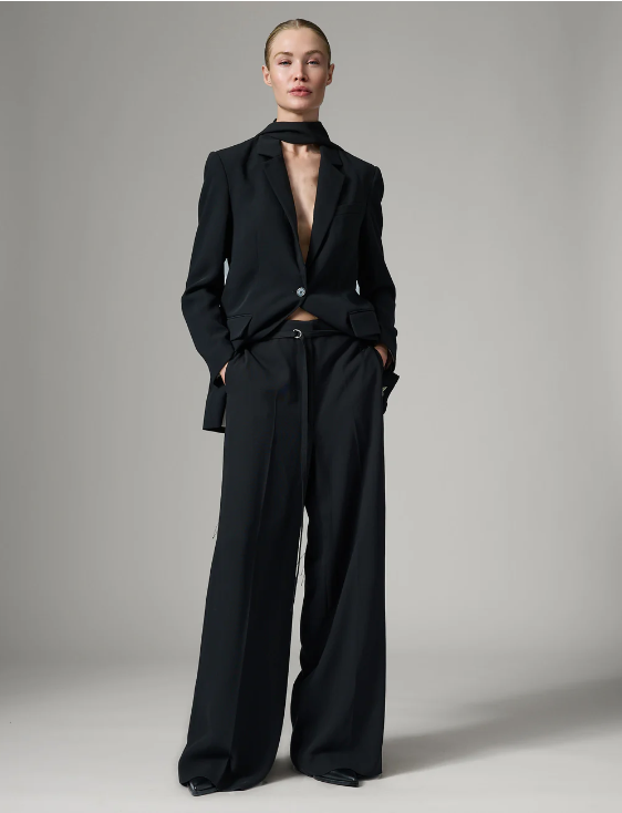 Elina Black Wide Trousers With Belt