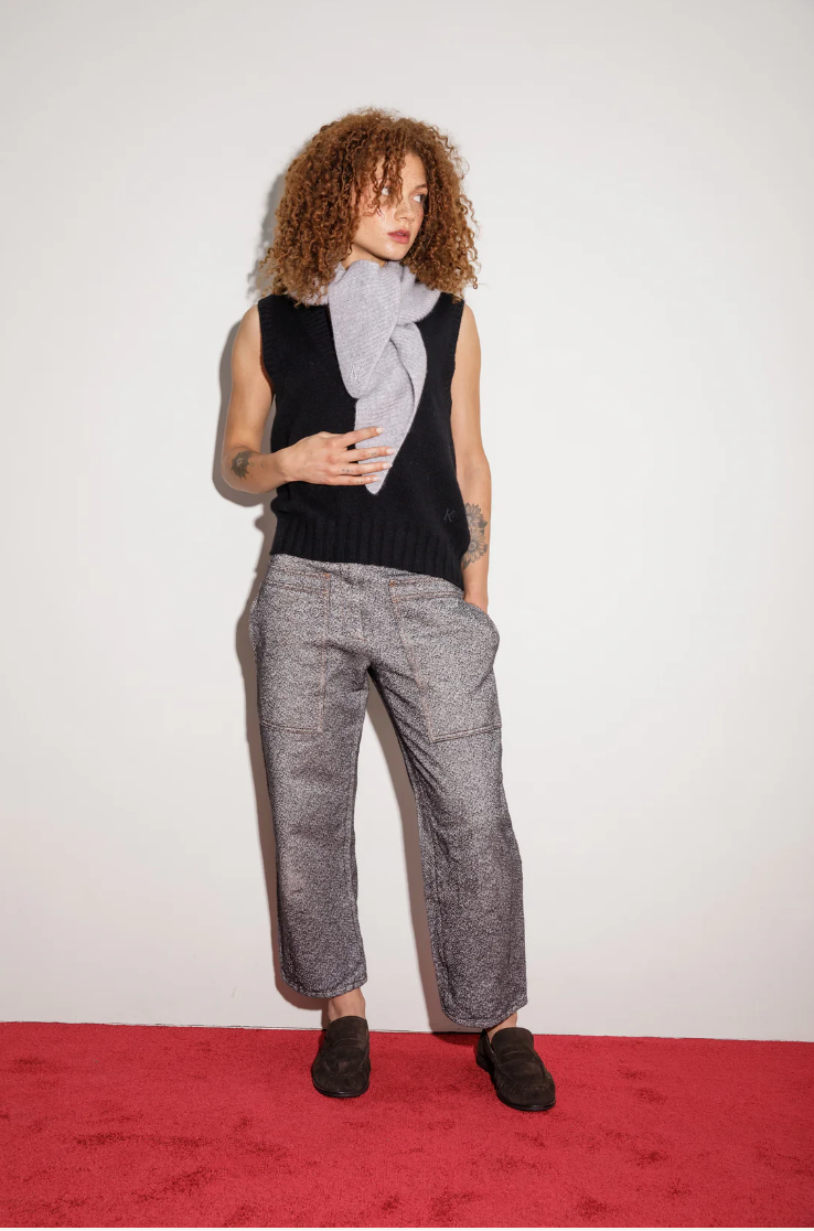 Knitted Cashmere Oyster Grey Large Neck Tie