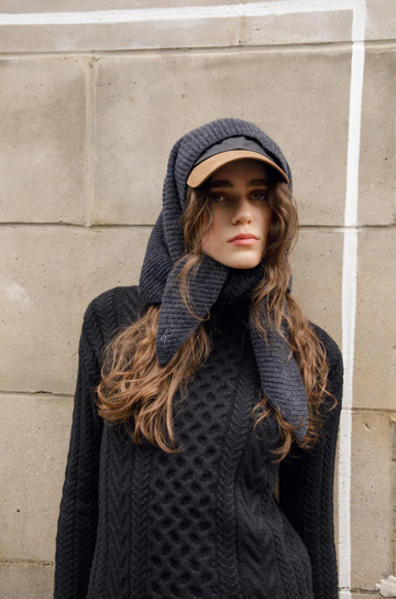 Knitted Cashmere Charcoal Grey Large Neck Tie