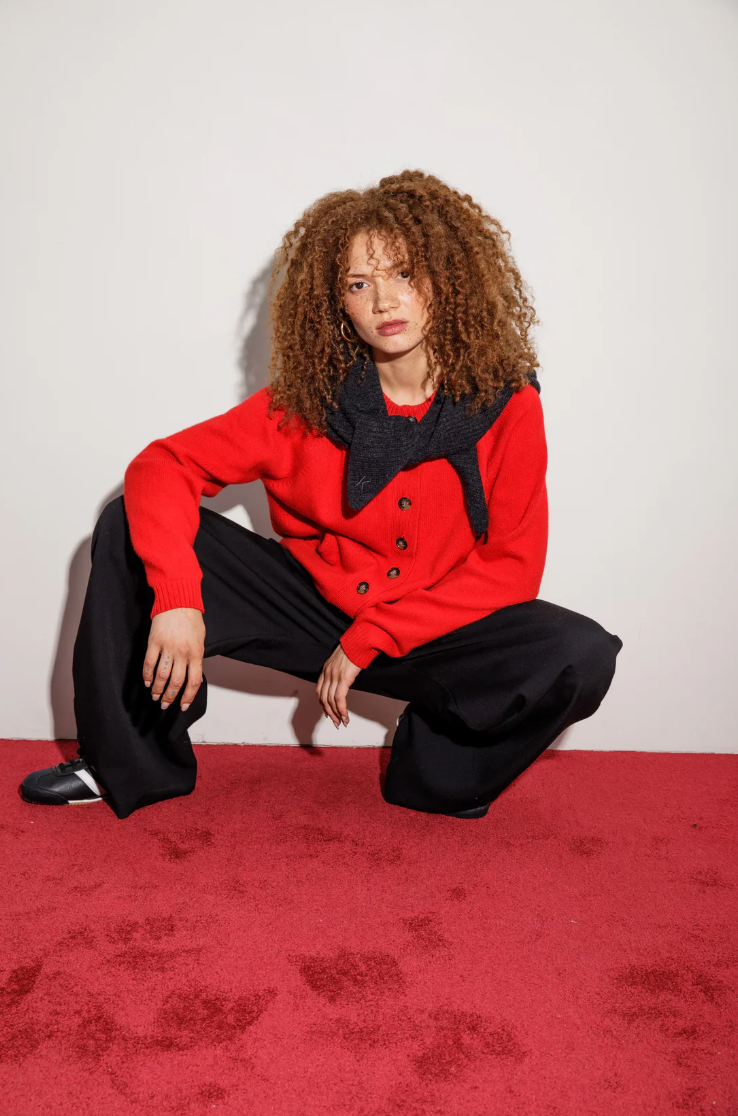 Knitted Cashmere Charcoal Grey Large Neck Tie