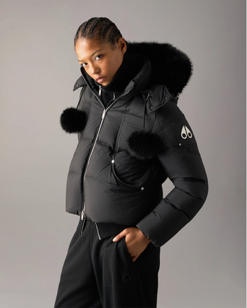 Everest` Black Bomber with PomPoms | Moose Knuckles