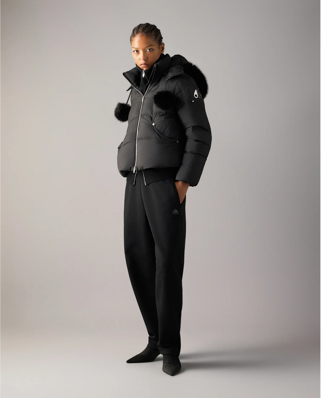 Everest` Black Bomber with PomPoms | Moose Knuckles