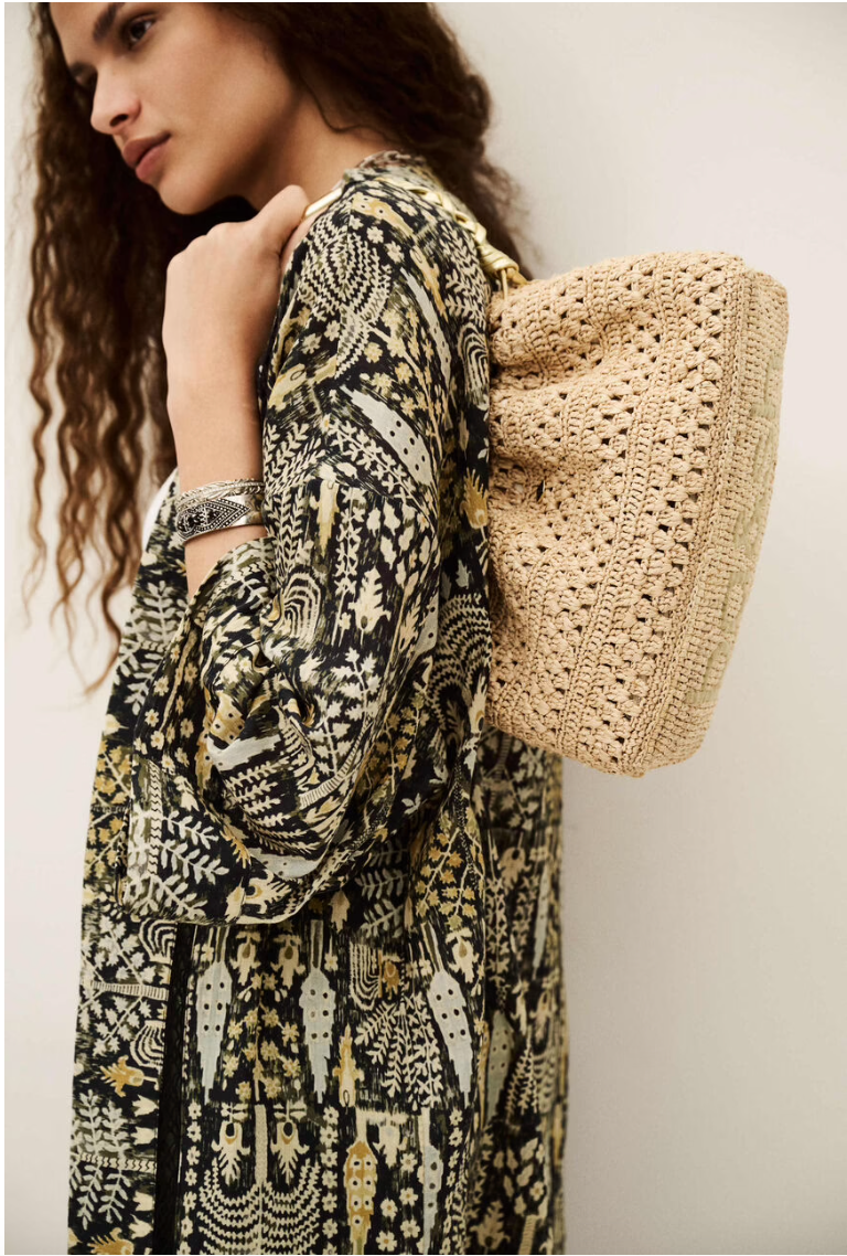 Raffia June Champagne Gold Bag